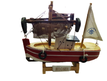 Макет, Рибарска лодка, Дървен, 16х15 см