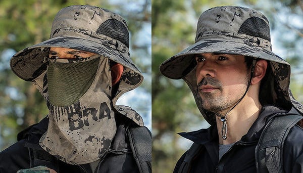 Мъжка шапка - с голяма периферия и маска за лице