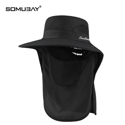 Мъжка текстилна шапка тип рибарска с маска на лицето и надпис