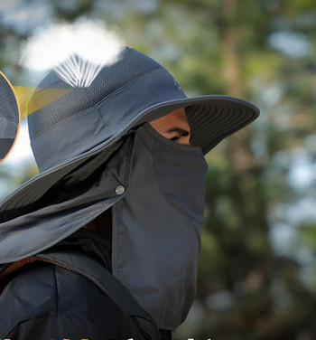 Мъжка текстилна шапка с широка периферия и UV защита