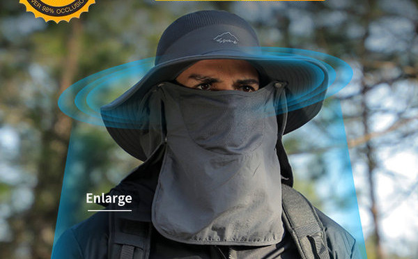 Мъжка текстилна шапка с широка периферия и UV защита