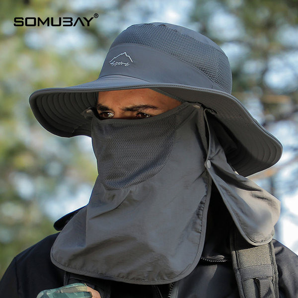 Мъжка текстилна шапка с широка периферия и UV защита