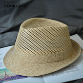 Мъжка сламена шапка подходяща за ежедневието с периферия