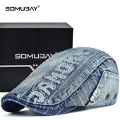 Мъжка пролетна дънкова шапка тип барета с надпис