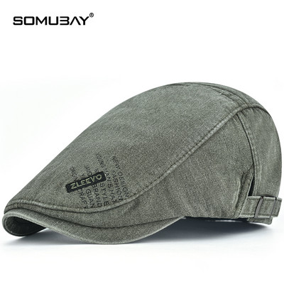 Мъжка шапка - ретро барета от деним