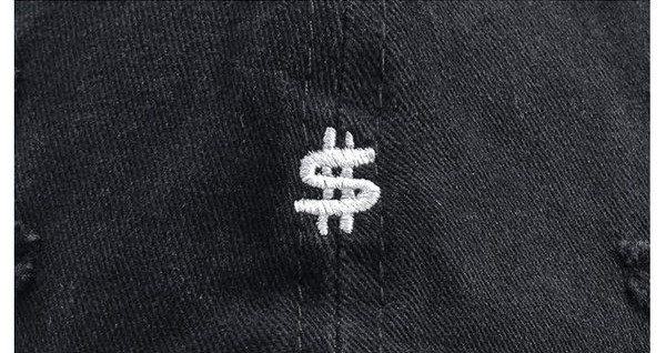 Мъжка бейзболна шапка с бродерия и скъсан ефект