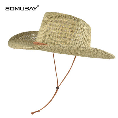 Мъжка шапка тип каубойска - сламена