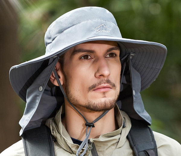 Слънцезащитна мъжка шапка с периферия подходяща за рибилов