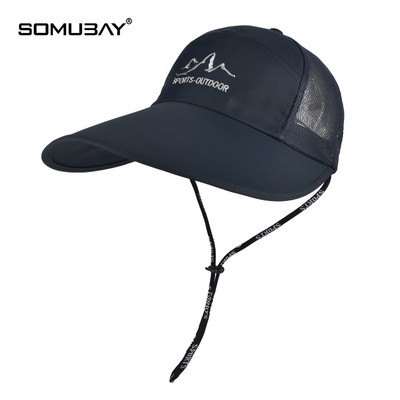 Мъжка шапка с голяма периферия от дишаща материя с надпис