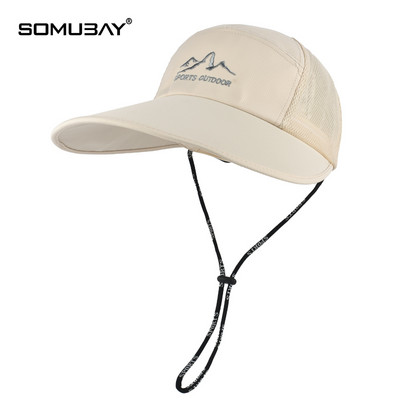 Мъжка шапка с голяма периферия от дишаща материя с надпис