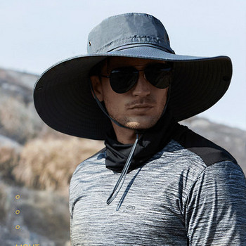 Мъжка текстилна шапка с широка периферия подходяща за риболов