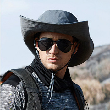 Мъжка текстилна шапка с широка периферия подходяща за риболов