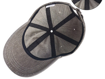 Ανδρικό τζιν καπέλο ρυθμιζόμενο με γείσο και κεντητά γράμματα