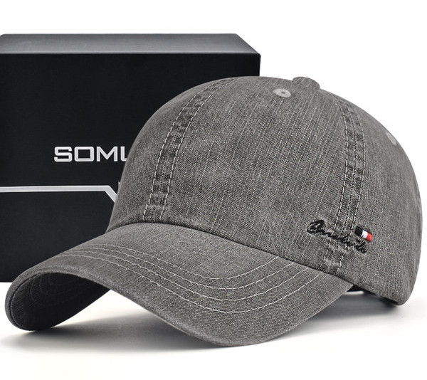 Мъжка регулируема дънкова шапка с козирка и бродиран надпис