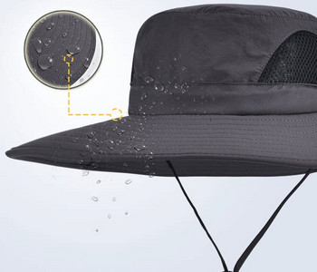 Мъжка слънцезащитна шапка - водоустойчива с широка периферия
