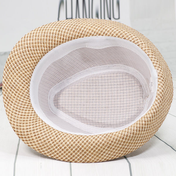 Мъжка карирана сламена шапка с периферия 