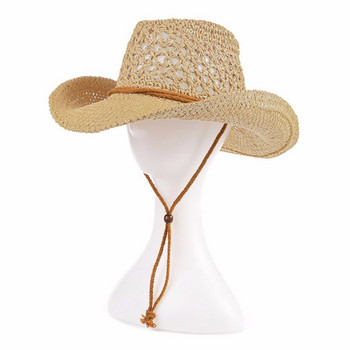 Мъжка слънцезащитна шапка - сламена с връзки