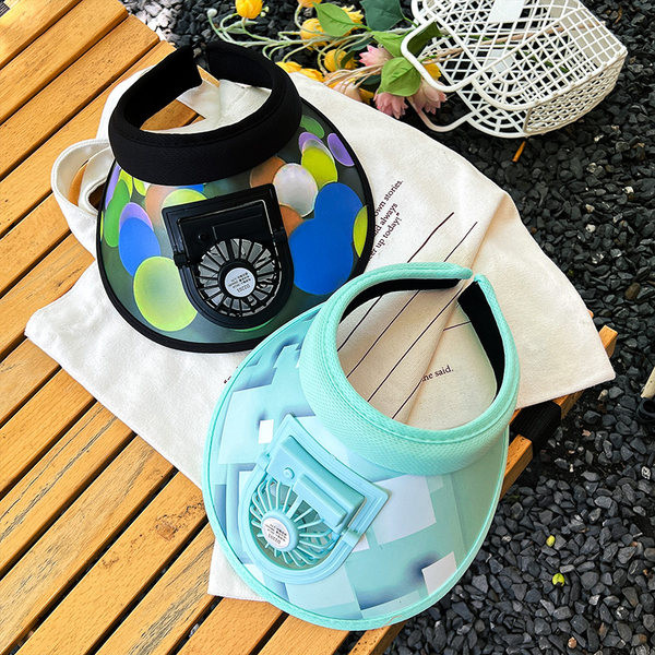 Детска слънцезащитна шапка с голяма периферия и вентилатор