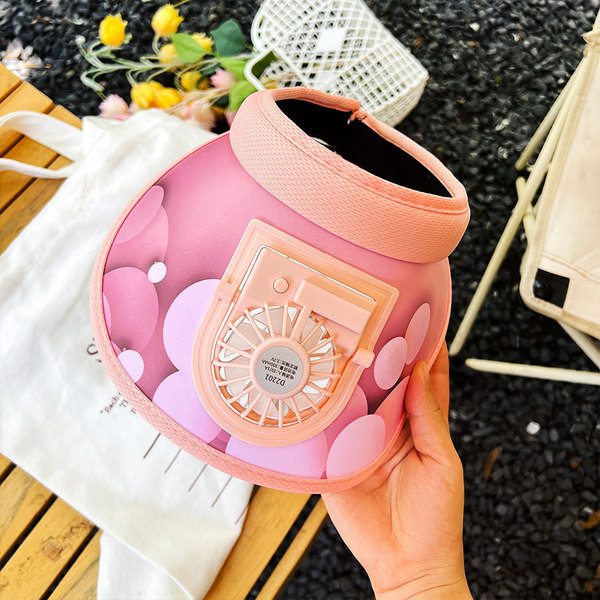 Детска слънцезащитна шапка с голяма периферия и вентилатор