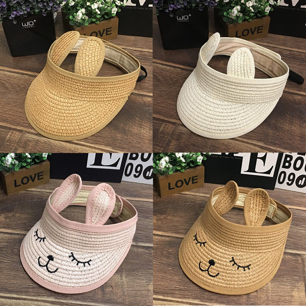 Детска сламена слънцезащитна шапка с козирка 