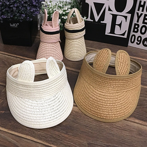 Детска сламена слънцезащитна шапка с козирка 