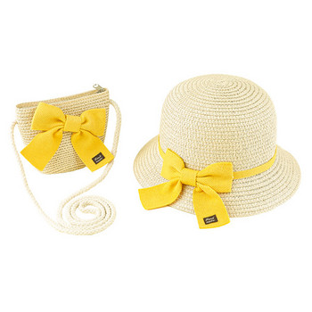Σετ παραλίας για κορίτσια ψάθινο καπέλο και τσάντα