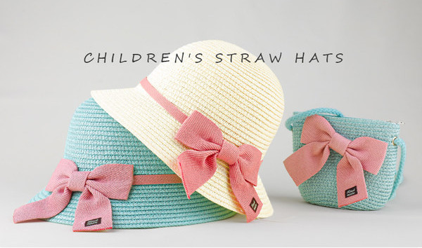 Set za plažu za djevojčice slamnati šešir i torba