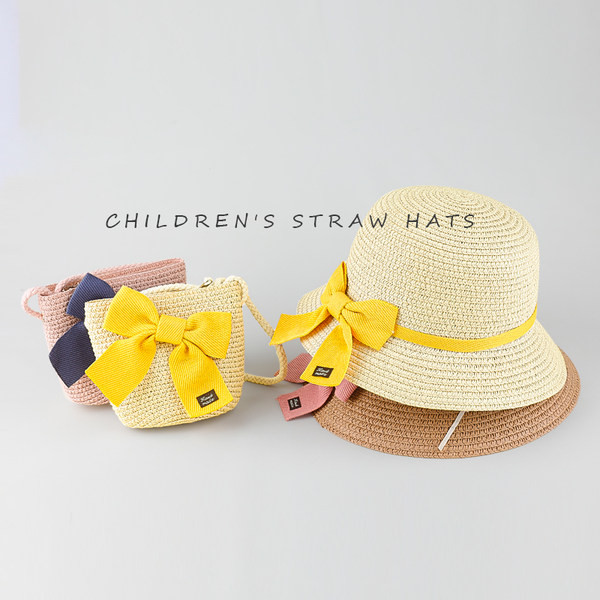 Set za plažu za djevojčice slamnati šešir i torba