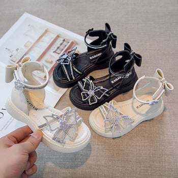 Детски сандали с 3D елемент и перли за момичета