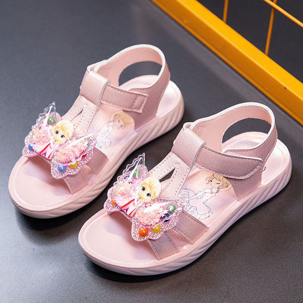 Tüdrukute sandaalid - paela ja animatsiooniga