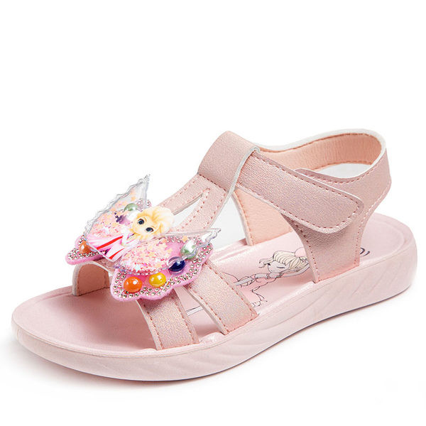 Tüdrukute sandaalid - paela ja animatsiooniga