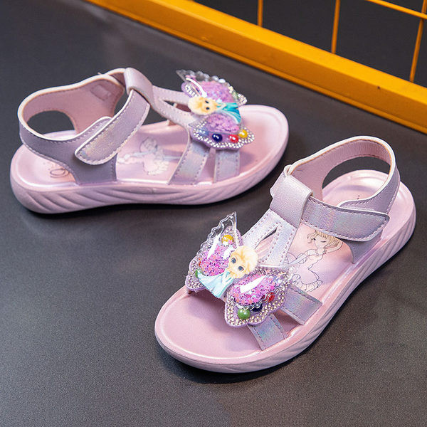 Tüdrukute sandaalid - paela ja animatsiooniga