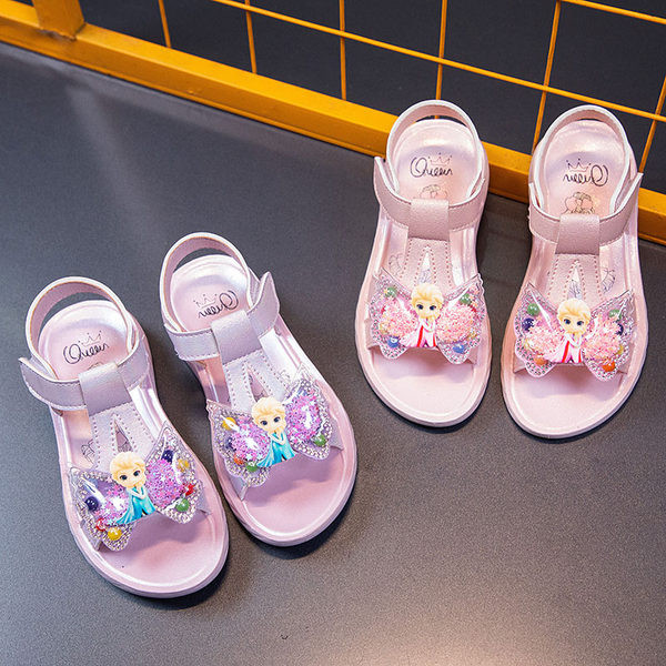 Tüdrukute sandaalid - paela ja animatsiooniga