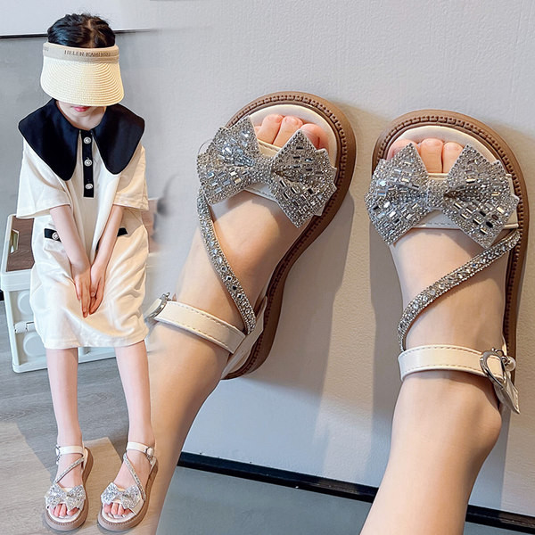 Sandale za djevojčice s trakom i kamenčićima