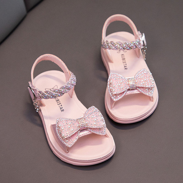 Dječje sandale s trakom i ukrasnim perlicama