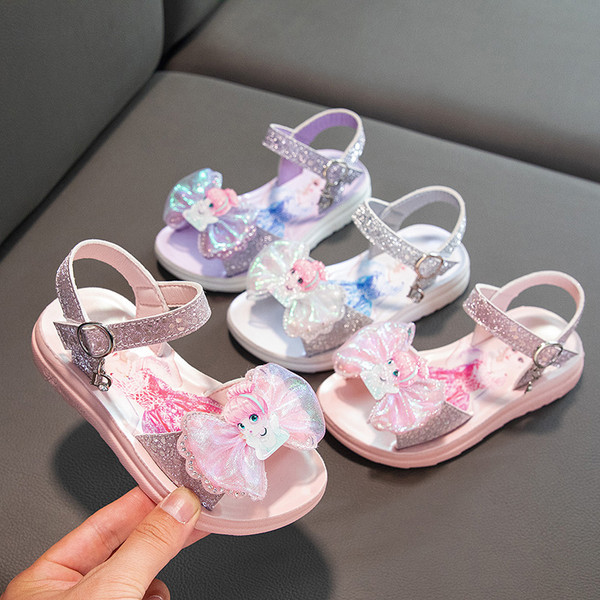 Dječje sandale za djevojčice - s trakom i princeza ukrasom