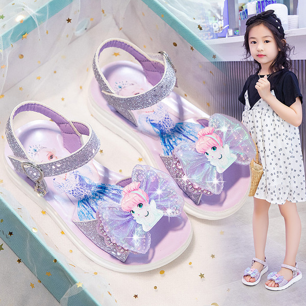 Dječje sandale za djevojčice - s trakom i princeza ukrasom