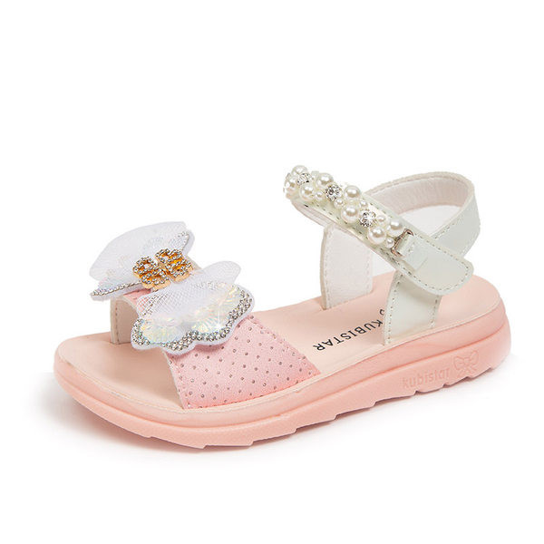 Dječje sandale za djevojčice - ukrašene trakom sa šljokicama
