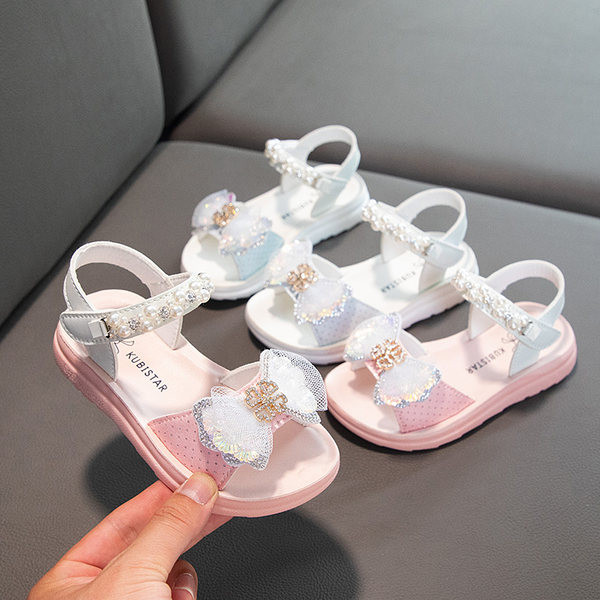 Dječje sandale za djevojčice - ukrašene trakom sa šljokicama