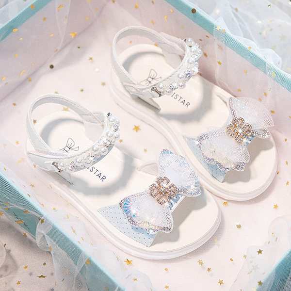 Dječje sandale za djevojčice - ukrašene trakom sa šljokicama