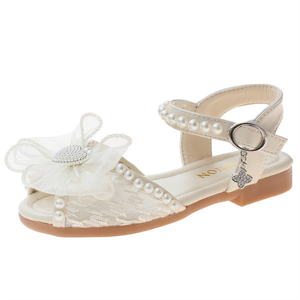 Dječje sandale za djevojčice - s trakom i perlicama