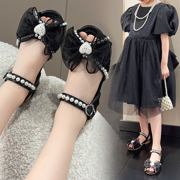 Dječje sandale za djevojčice - s trakom i perlicama