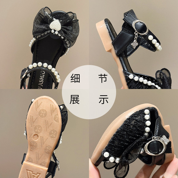 Dječje sandale za djevojčice - s trakom i perlicama