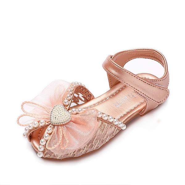 Сандали за момичета с панделка от тюл и перли
