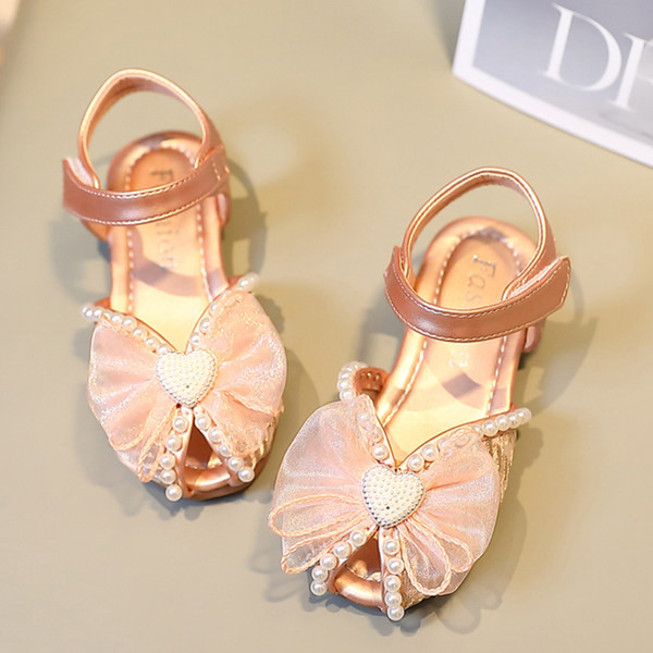 Сандали за момичета с панделка от тюл и перли