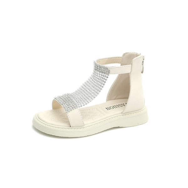 Dječje sandale za djevojčice sa sjajnim efektom i kopčanjem na patent zatvarač