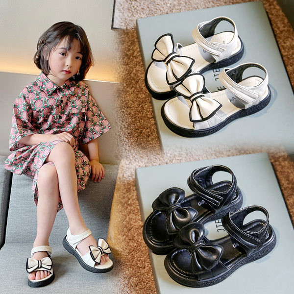 Детски сандали за момичета - с мека подметка и панделка