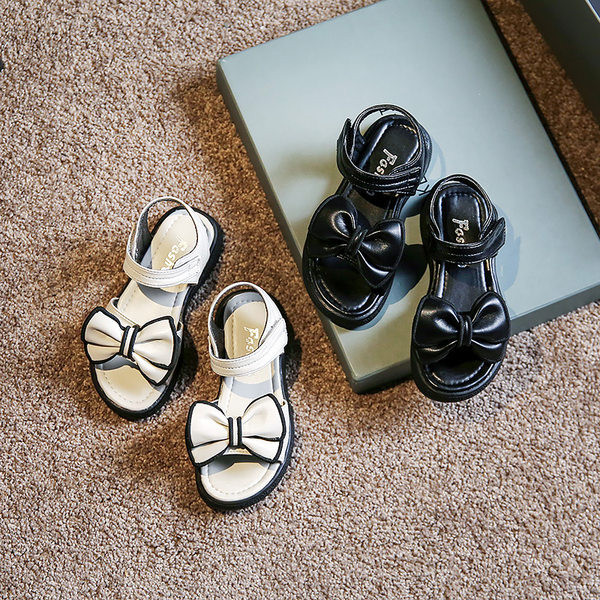 Детски сандали за момичета - с мека подметка и панделка