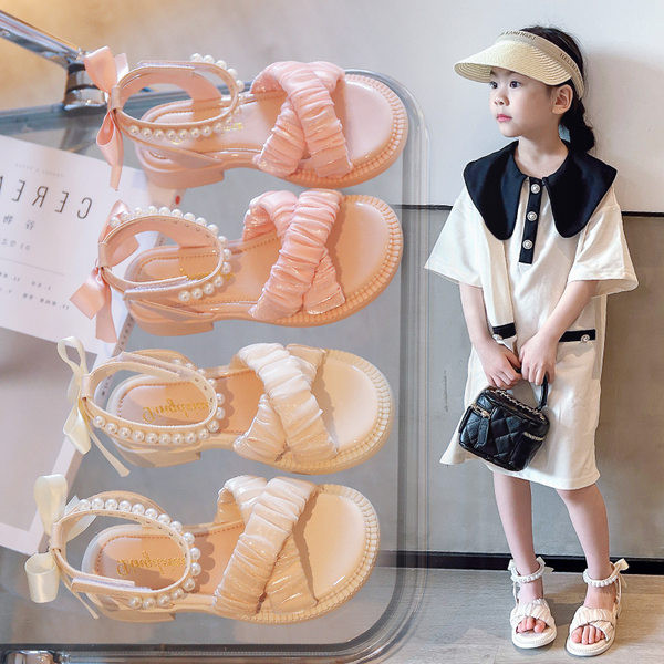 Сандали за момичета с перли