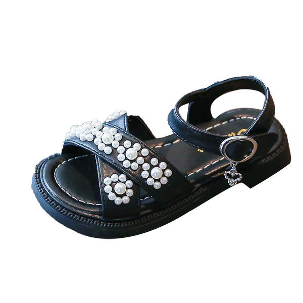 Удобни сандали за момичета с перли
